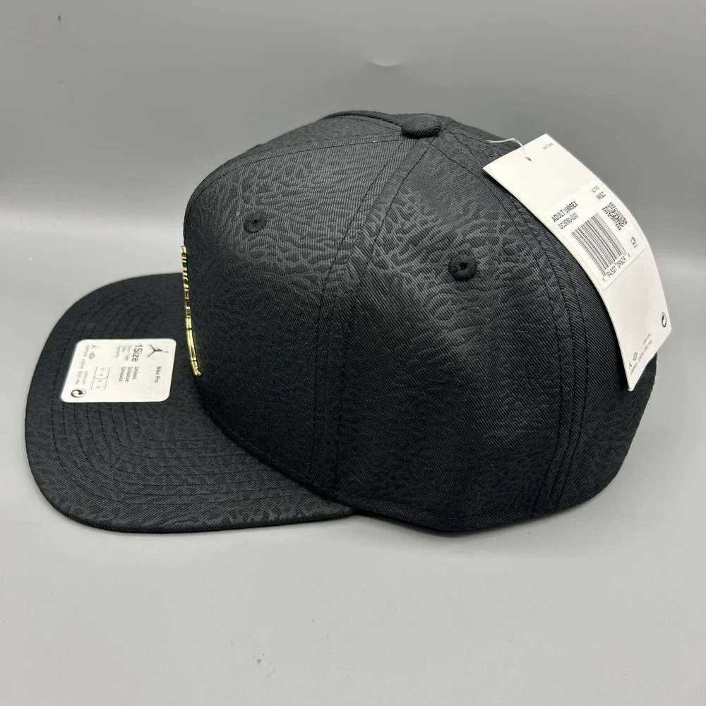 Air Jordan Hat Men‎ Black Cement Elephant Metal Logo Jumpman Snap Back Cap New